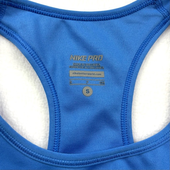 Nike Pro Women's Blue/Gray Stripe Swoosh Compression Exercise Sports Bra Size S - Picture 11 of 13
